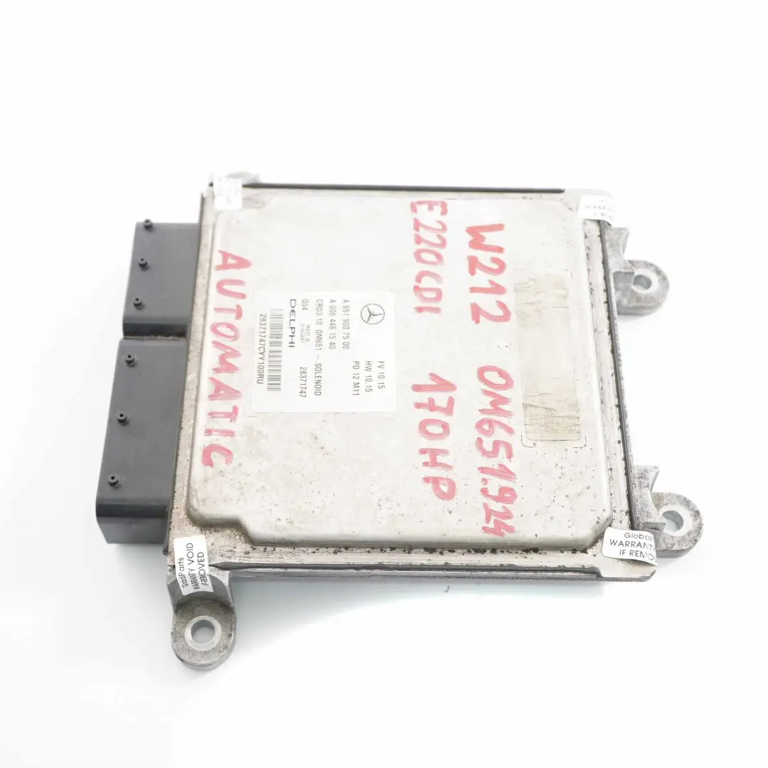 E220CDI OM651.924 Módulo Unidad Motor ECU Automático para Mercedes W212 con número de pieza A6519007500 Mercedes W212 E220CDI OM651.924 Módulo Unidad Motor ECU Automático - SKU A6519007500 - Número de pieza A6519007500