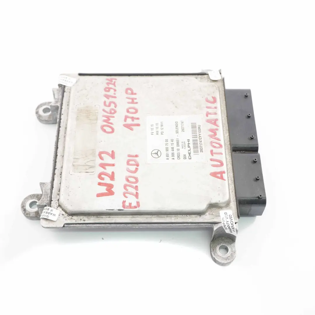 E220CDI OM651.924 Modulo Unità Motore ECU Automatico per Mercedes W212 con numero di parte A6519007500 Mercedes W212 E220CDI OM651.924 Modulo Unità Motore ECU Automatico - SKU A6519007500 - Numero di parte A6519007500