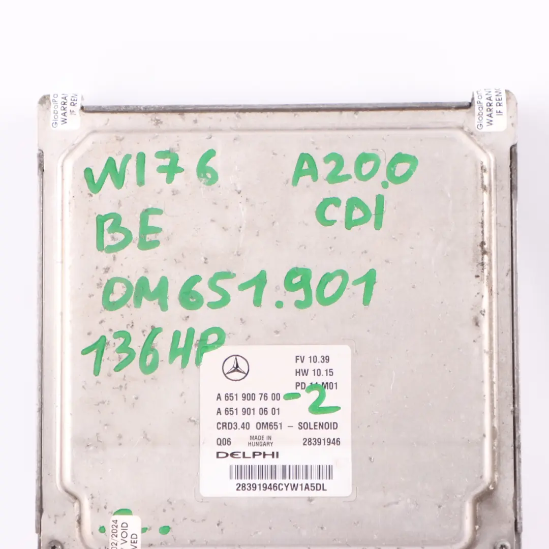 Mercedes W176 A200 CDI BlueEFFICIENCY OM651.901 Engine Module ECU - SKU A6519007600-2 - Part number A6519007600