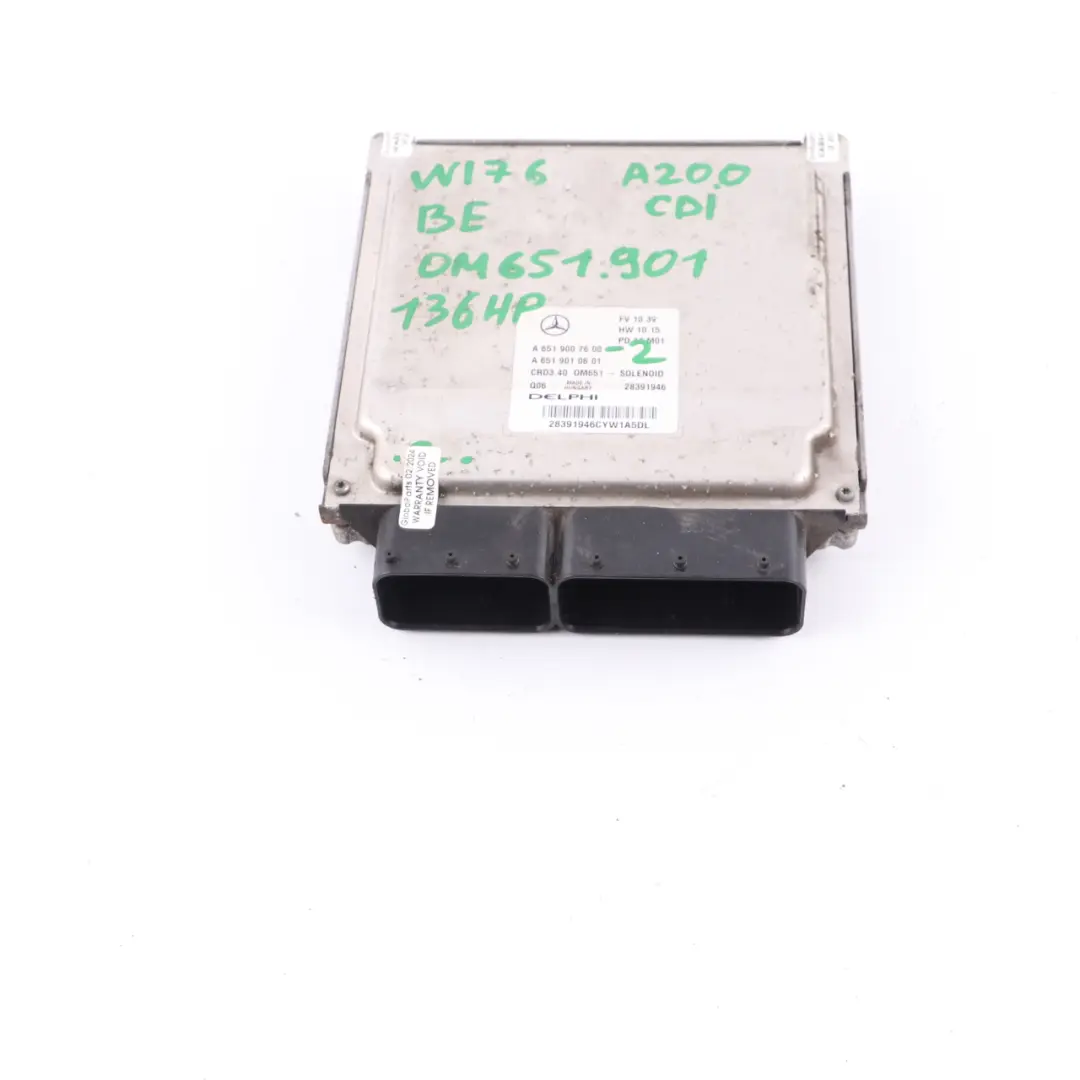 Mercedes W176 A200 CDI BlueEFFICIENCY OM651.901 Engine Module ECU - SKU A6519007600-2 - Part number A6519007600