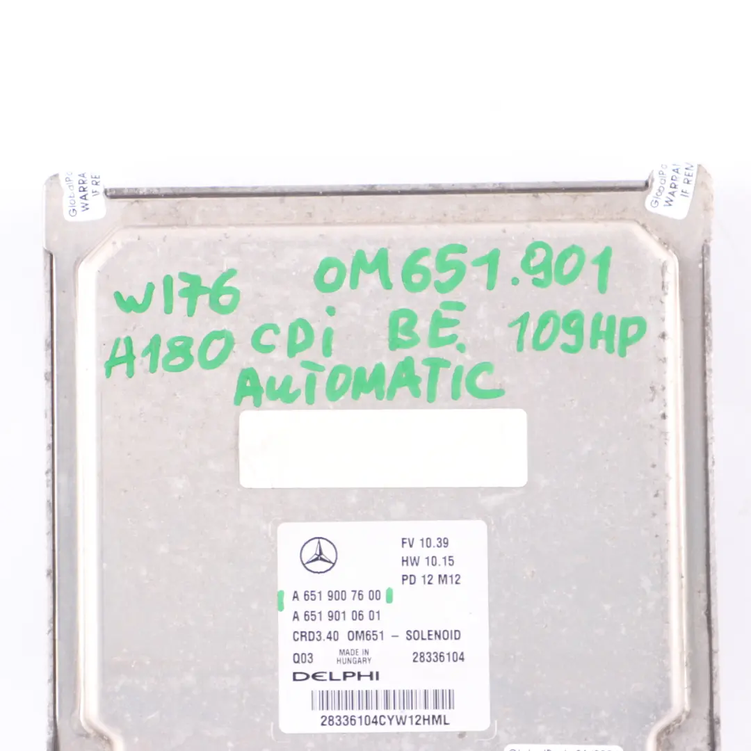 Mercedes W176 A180 CDI BlueEFFICIENCY OM651.901 Engine Module ECU - SKU A6519007600 - Part number A6519007600