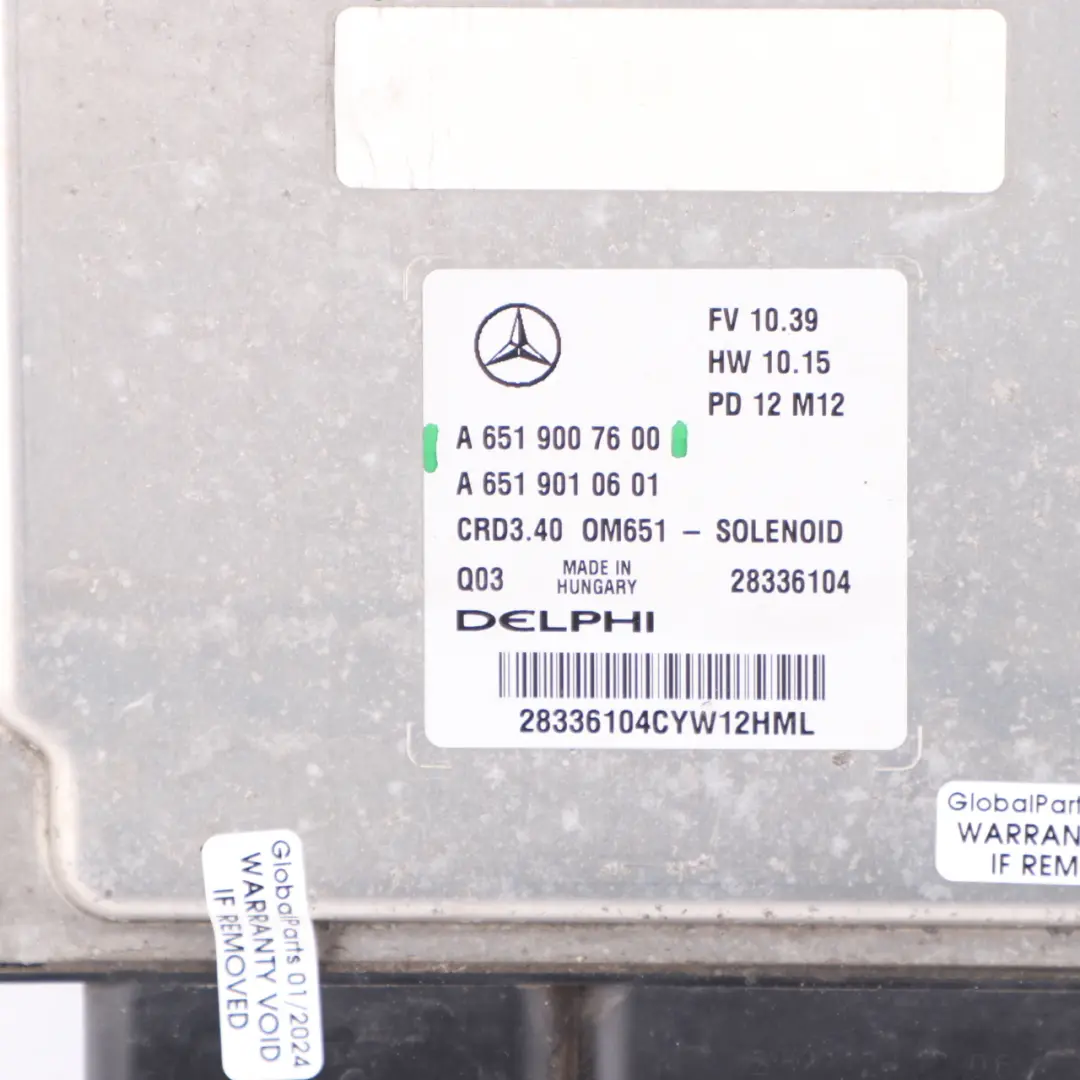Mercedes W176 A180 CDI BlueEFFICIENCY OM651.901 Engine Module ECU - SKU A6519007600 - Part number A6519007600