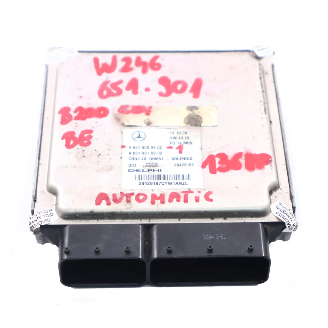 Mercedes W245 B200 CDI Blue Efficiency OM651.901 ECU Kit Schlüssel - SKU A6519009402-1 - Teilenummer A6519009402