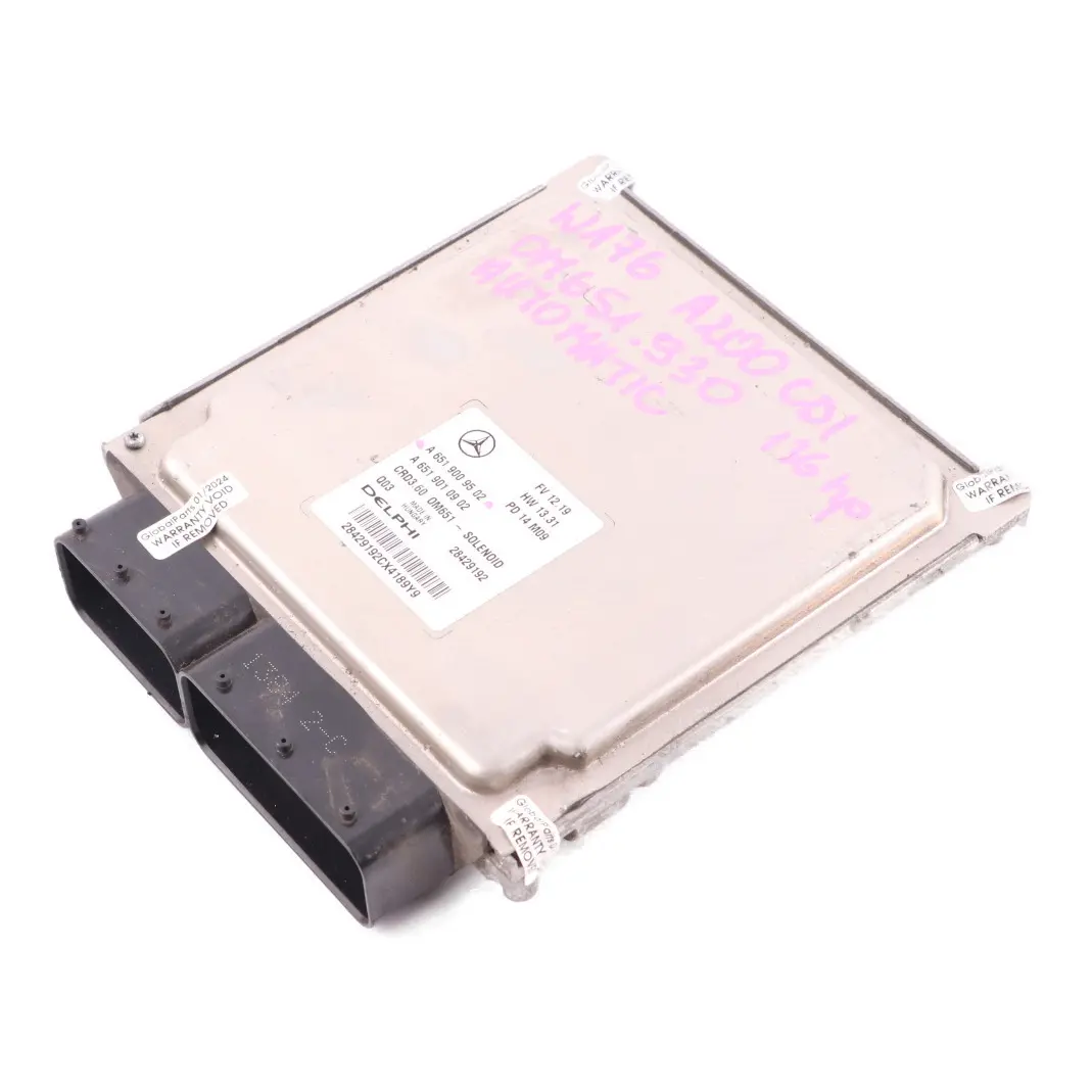 A200 CDI OM651.930 136HP Engine Module ECU Automatic to Mercedes W176 with Part number A6519009502 Mercedes W176 A200 CDI OM651.930 136HP Engine Module ECU Automatic - SKU A6519009502 - Part number A6519009502