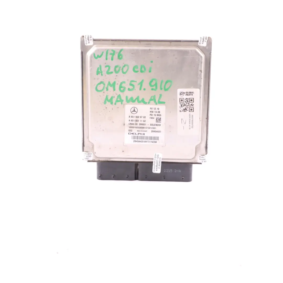 Mercedes W176 A200 CDI OM651.930 136HP Engine ECU Kit 2 Keys Lock - SKU A6519009702-1 - Part number A6519009702