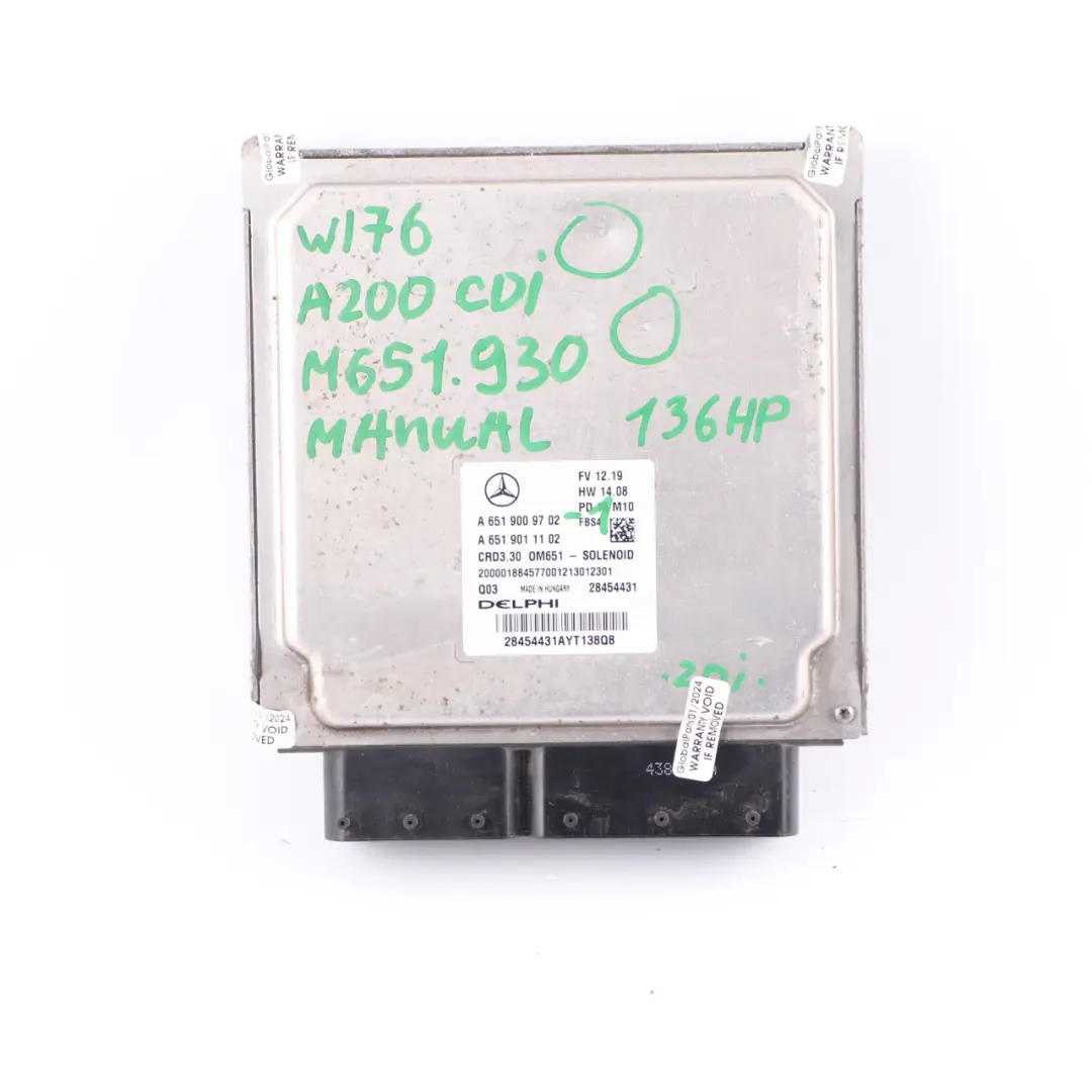 A200 CDI OM651.930 136HP Engine ECU Kit 2 Keys Lock to Mercedes W176 with Part number A6519009702 Mercedes W176 A200 CDI OM651.930 136HP Engine ECU Kit 2 Keys Lock - SKU A6519009702-1 - Part number A6519009702