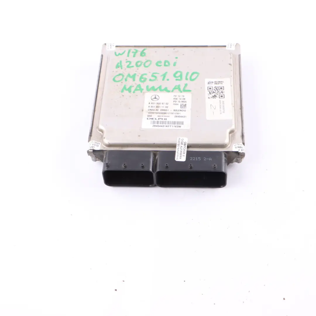 651.930 136HP Unità Motore ECU Manuale per Mercedes W176 W246 200 CDI con numero di parte A6519009702 Mercedes W176 W246 200 CDI 651.930 136HP Unità Motore ECU Manuale - SKU A6519009702 - Numero di parte A6519009702