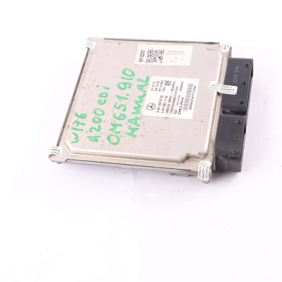 Mercedes W176 W246 200 CDI 651.930 136HP Engine Unit ECU Manual - SKU A6519009702 - Part number A6519009702