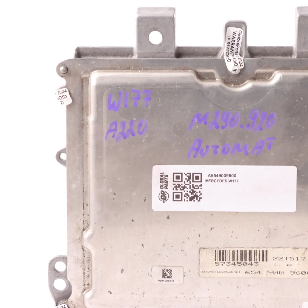 Mercedes W177 W247 220 260920 260.920 190HP Engine ECU Automatic - SKU A6549009600 - Part number A6549009600