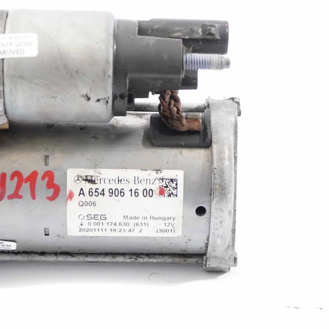  Starter Motor Mercedes W205 W213 W238 W447 OM654 Engine Diesel - SKU A6549061600 - Part number A6549061600