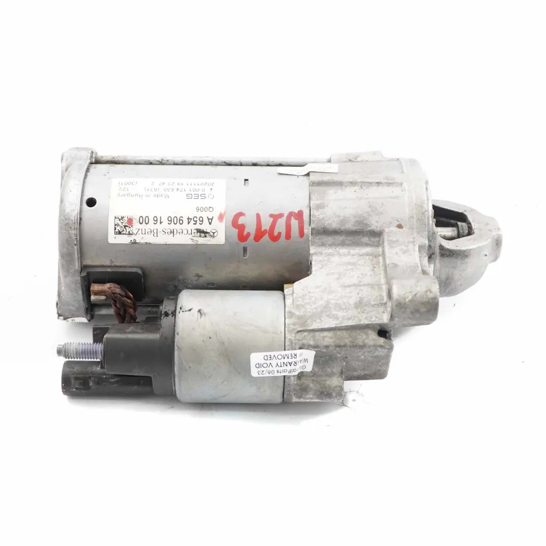  Starter Motor Mercedes W205 W213 W238 W447 OM654 Engine Diesel - SKU A6549061600 - Part number A6549061600