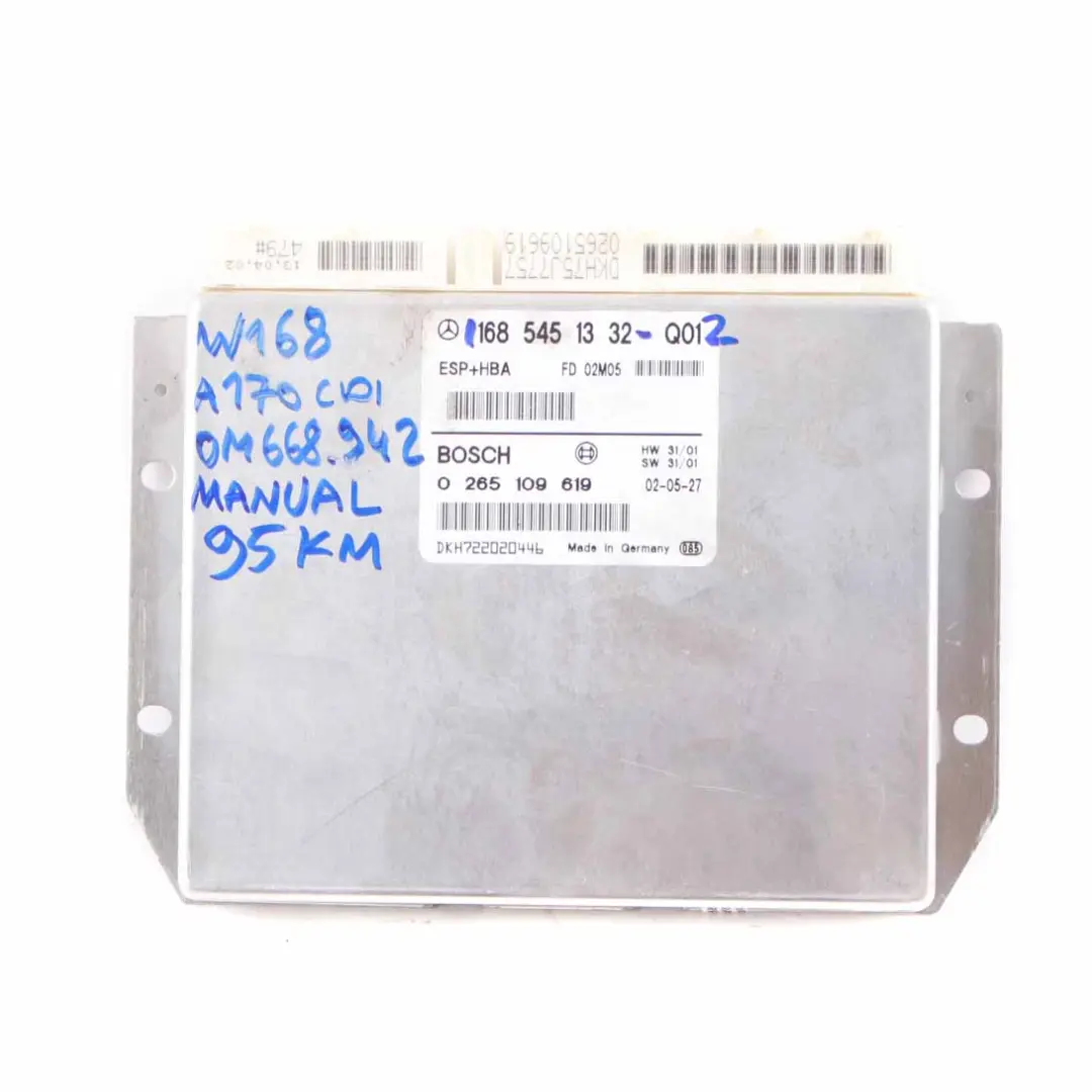 Mercedes W168 A170 CDI 95HP OM668.942 Engine Control ECU Kit A0275454132 + Key - SKU A6681530279-1 - Part number A6681530279