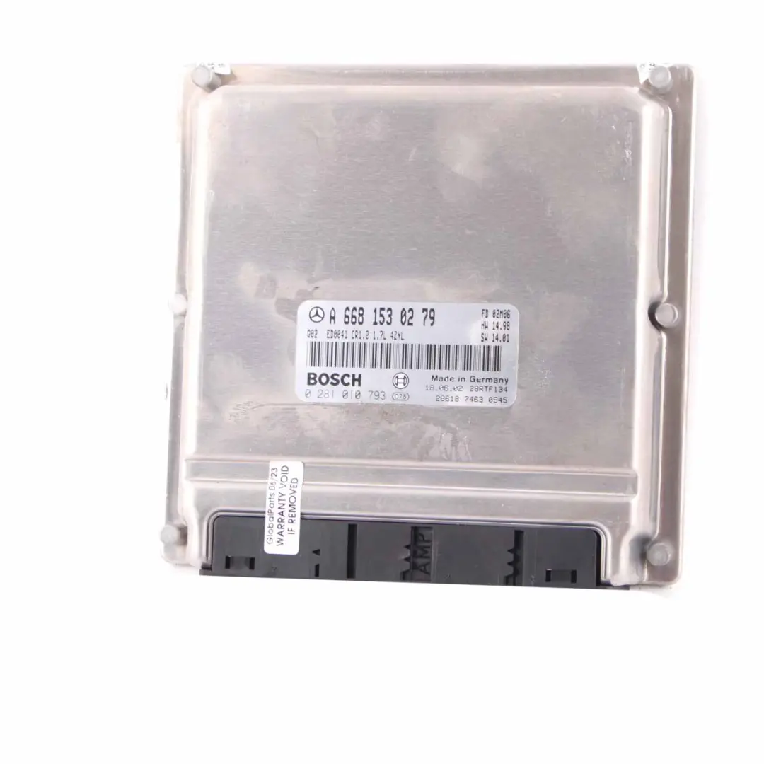 Mercedes W168 A170 CDI 95HP OM668.942 Engine Control ECU Kit A0275454132 + Key - SKU A6681530279-1 - Part number A6681530279