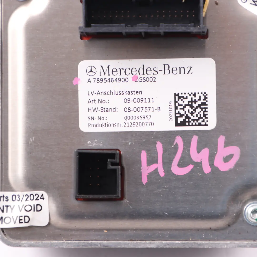 Connection Box Control Unit Module Distributor to Mercedes H243 EQA with Part number A7895464900 Mercedes H243 EQA Connection Box Control Unit Module Distributor - SKU A7895464900 - Part number A7895464900