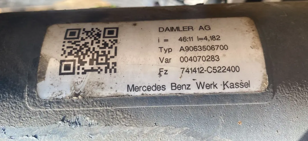 Mercedes Sprinter W906 Rear Axle Differential Diff 741412 4,182 - SKU A9063506700 - Part number A9063506700