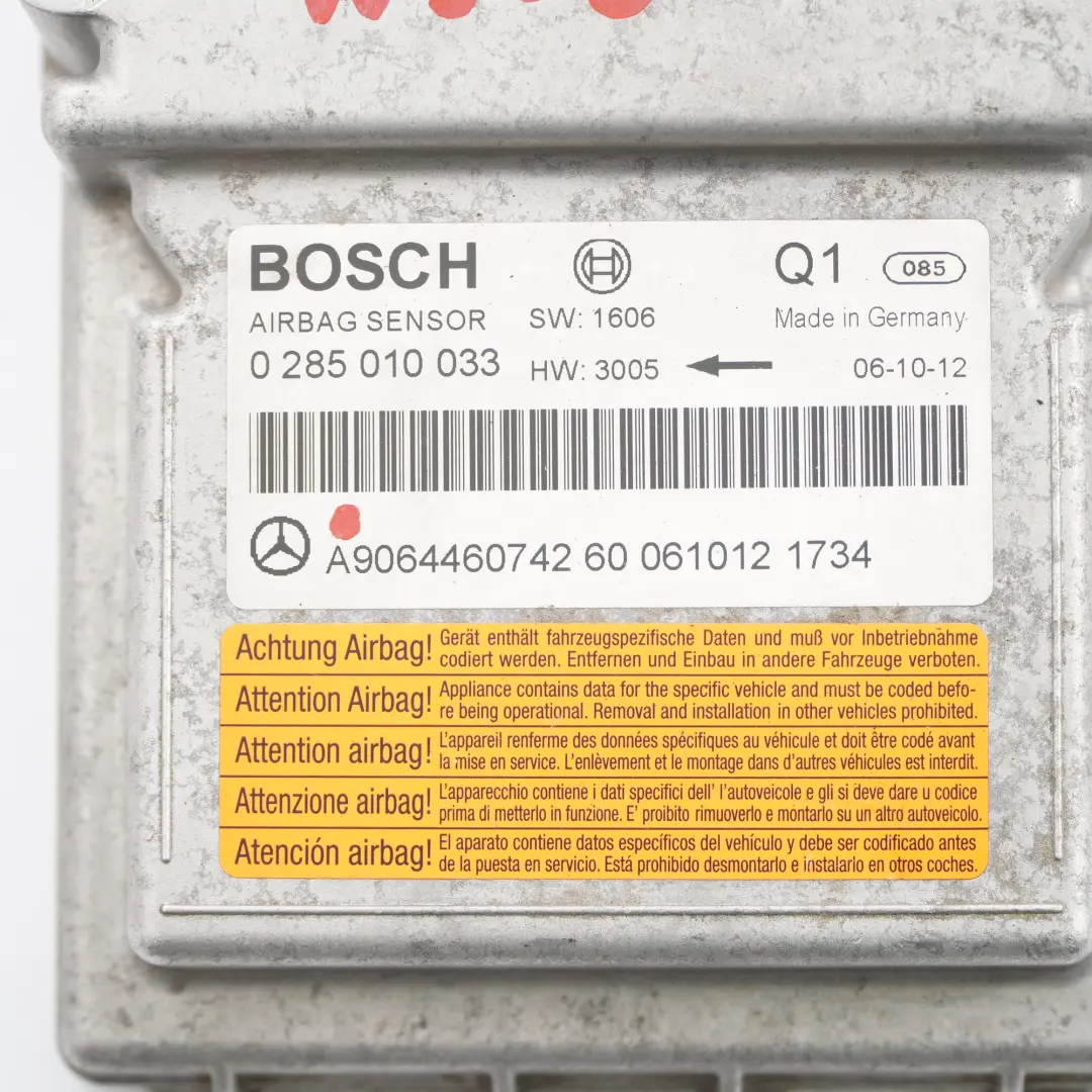 Mercedes Sprinter W906 Air SRS Bag Control Module Unit 0285010033 - SKU A9064460742 - Part number A9064460742