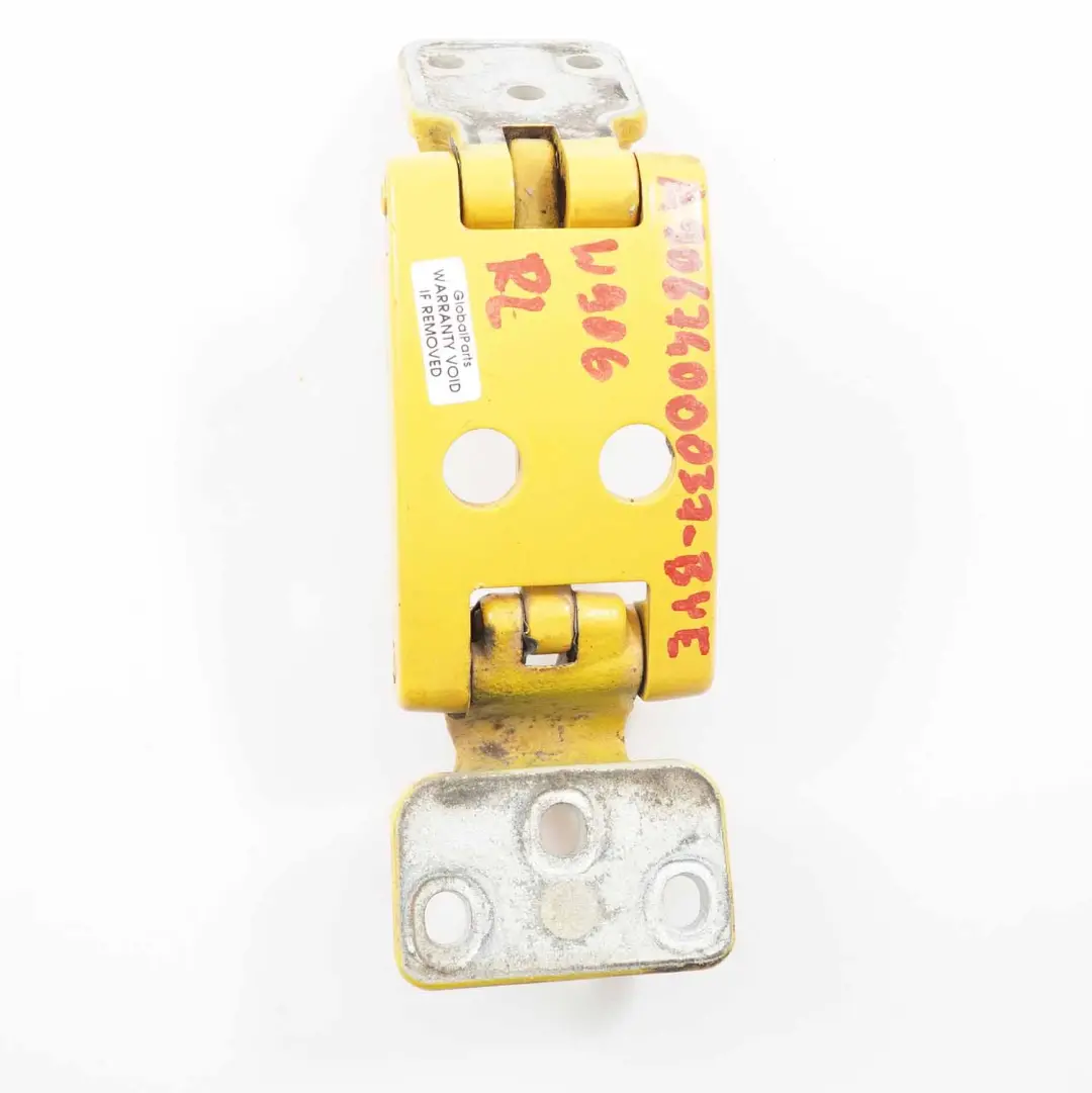 Puerta Trasera Izquierda Bisagra Superior Broom Yellow para Mercedes W906 con número de pieza A9067400037 Mercedes W906 Puerta Trasera Izquierda Bisagra Superior Broom Yellow - SKU A9067400037-BYE - Número de pieza A9067400037