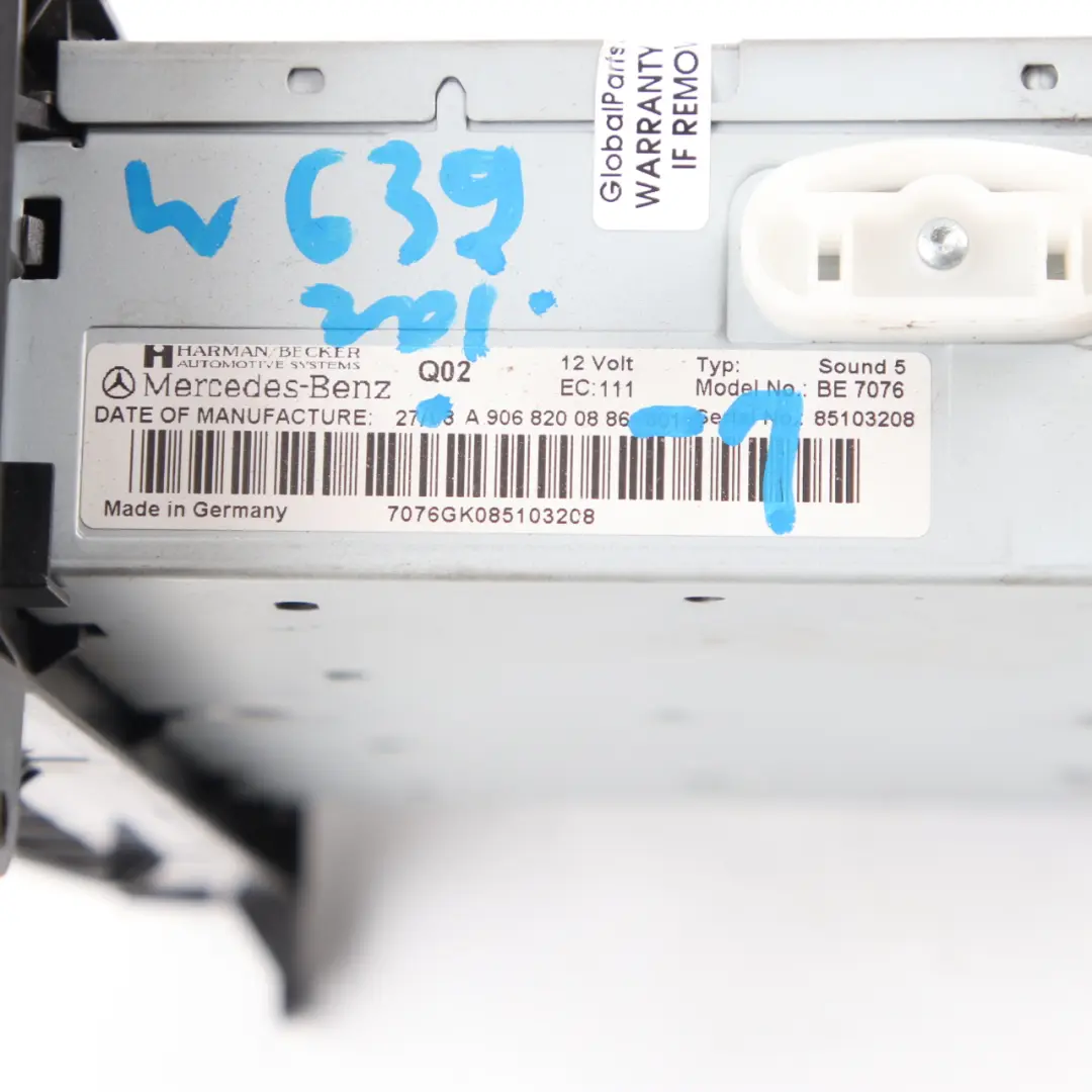 Audio Stereo Radio Head Unit to Mercedes Vito W639 Sprinter W906 CD with Part number A9068200886 Mercedes Vito W639 Sprinter W906 CD Audio Stereo Radio Head Unit - SKU A9068200886-1 - Part number A9068200886