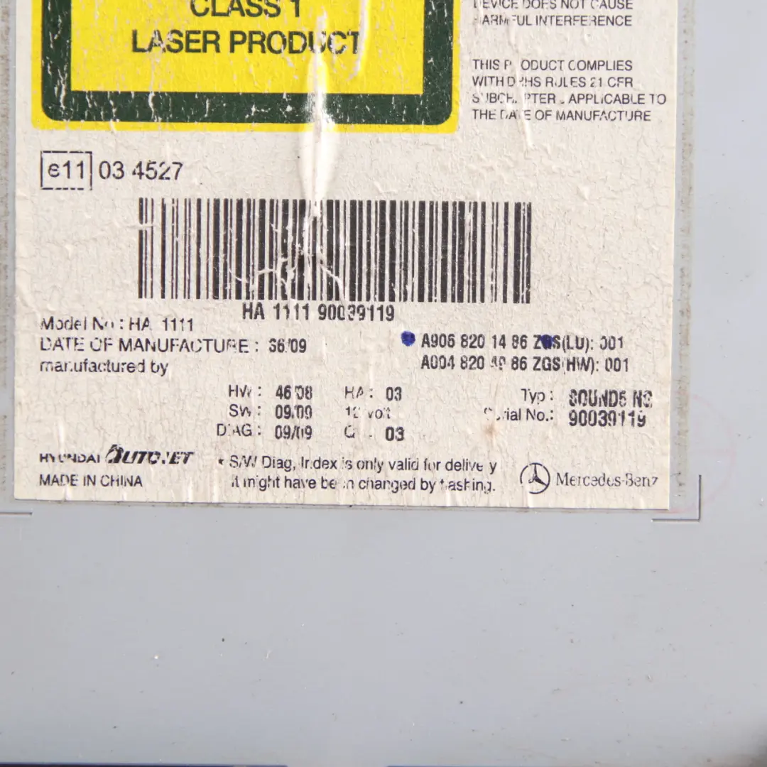 Audio Stereo Radio Head Unit to Mercedes Vito W639 Sprinter W906 CD with Part number A9068201486 Mercedes Vito W639 Sprinter W906 CD Audio Stereo Radio Head Unit - SKU A9068201486 - Part number A9068201486