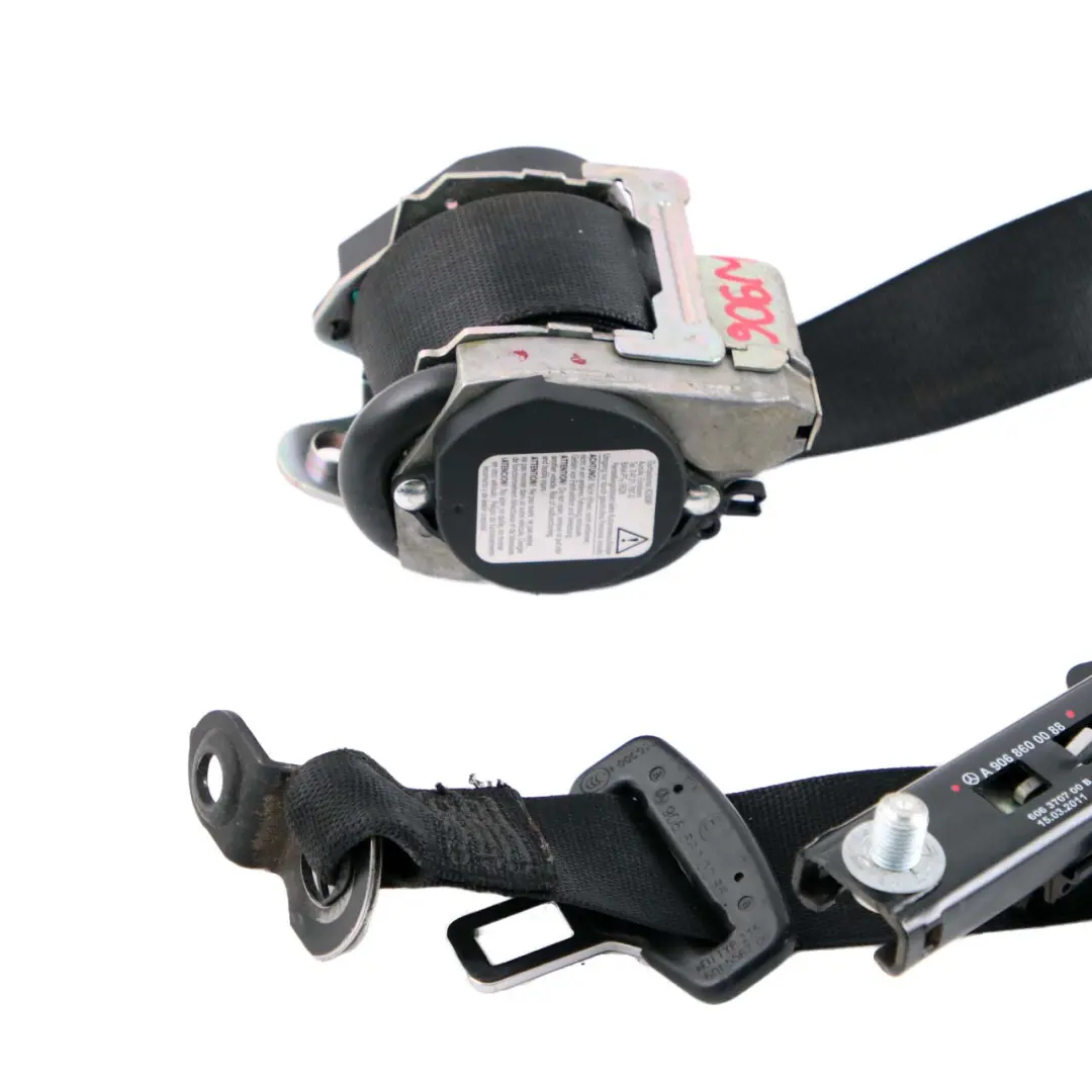 Front Right O/S Seat Belt Black to Mercedes W906 with Part number A9068600485 Mercedes W906 Front Right O/S Seat Belt Black - SKU A9068600485 - Part number A9068600485