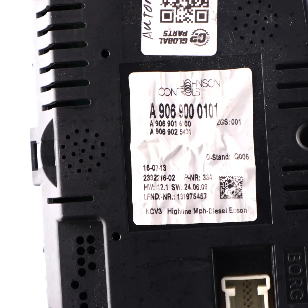 Instrument Cluster Speedo Clocks to Mercedes Sprinter W906 Diesel with Part number A9069000101 Mercedes Sprinter W906 Diesel Instrument Cluster Speedo Clocks - SKU A9069000101 - Part number A9069000101