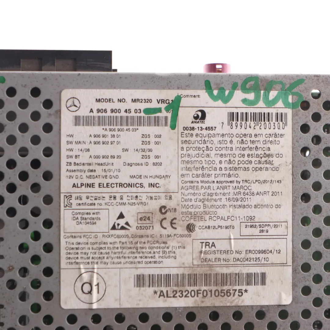  Head Unit Mercedes W906 Radio Media Player Bluetooth Tel - SKU A9069004503-1 - Part number A9069004503
