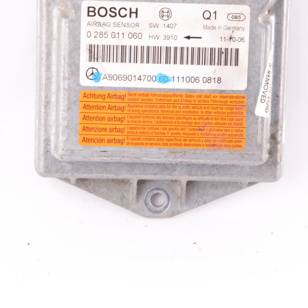 Mercedes W639 W906 Moduł Sensor Poduszki AirBag ECU 0285011060 - SKU A9069014700 - Numer Części A9069014700