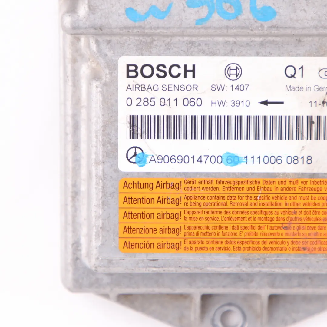 Mercedes W639 W906 Moduł Sensor Poduszki AirBag ECU 0285011060 - SKU A9069014700 - Numer Części A9069014700