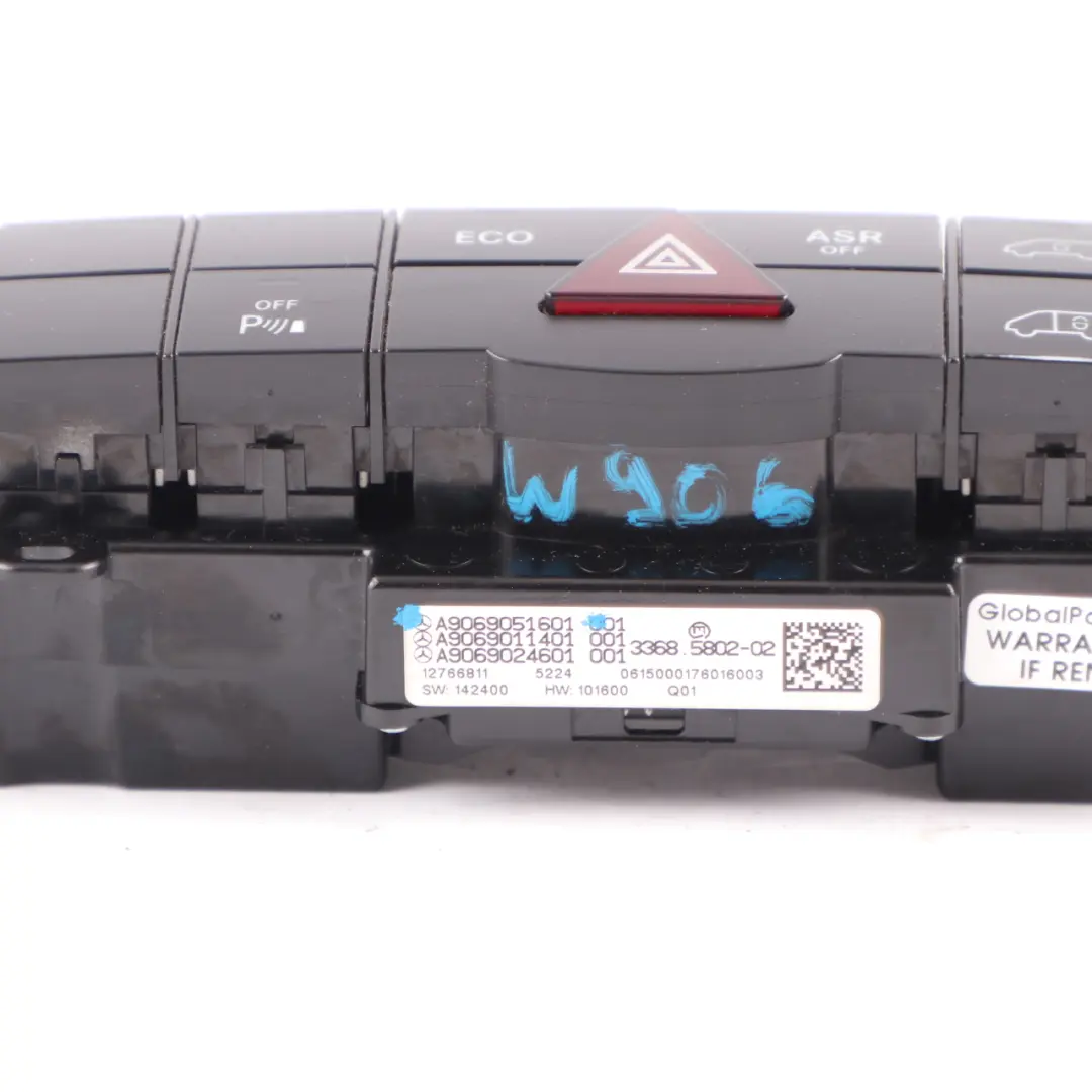 Mercedes W906 Dashboard Panel Hazard ASR Locking ECO PDC Switch - SKU A9069051601 - Part number A9069051601