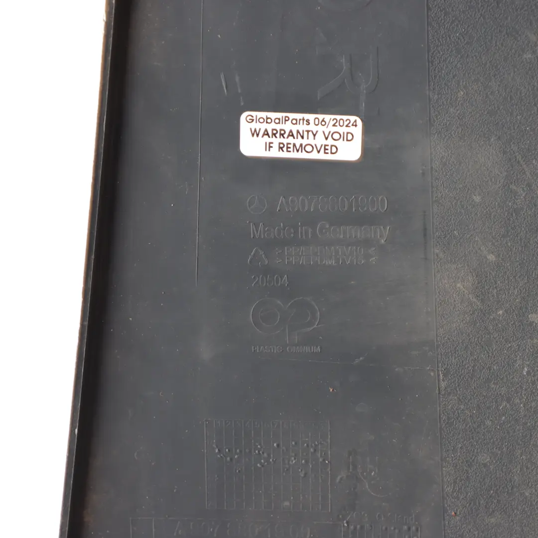 W907 Rear Right O/S Bumper Corner A9078801900 to Mercedes with Part number A9078853600 Mercedes W907 Rear Right O/S Bumper Corner A9078801900 - SKU A9078853600 - Part number A9078853600