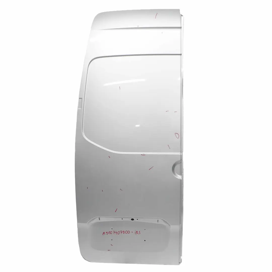 Boot Tailgate Door Rear Left N/S High Roof Iridium Silver - 775 to Mercedes W910 with Part number A9107407900 Mercedes W910 Boot Tailgate Door Rear Left N/S High Roof Iridium Silver - 775 - SKU A9107407900-IRS - Part number A9107407900