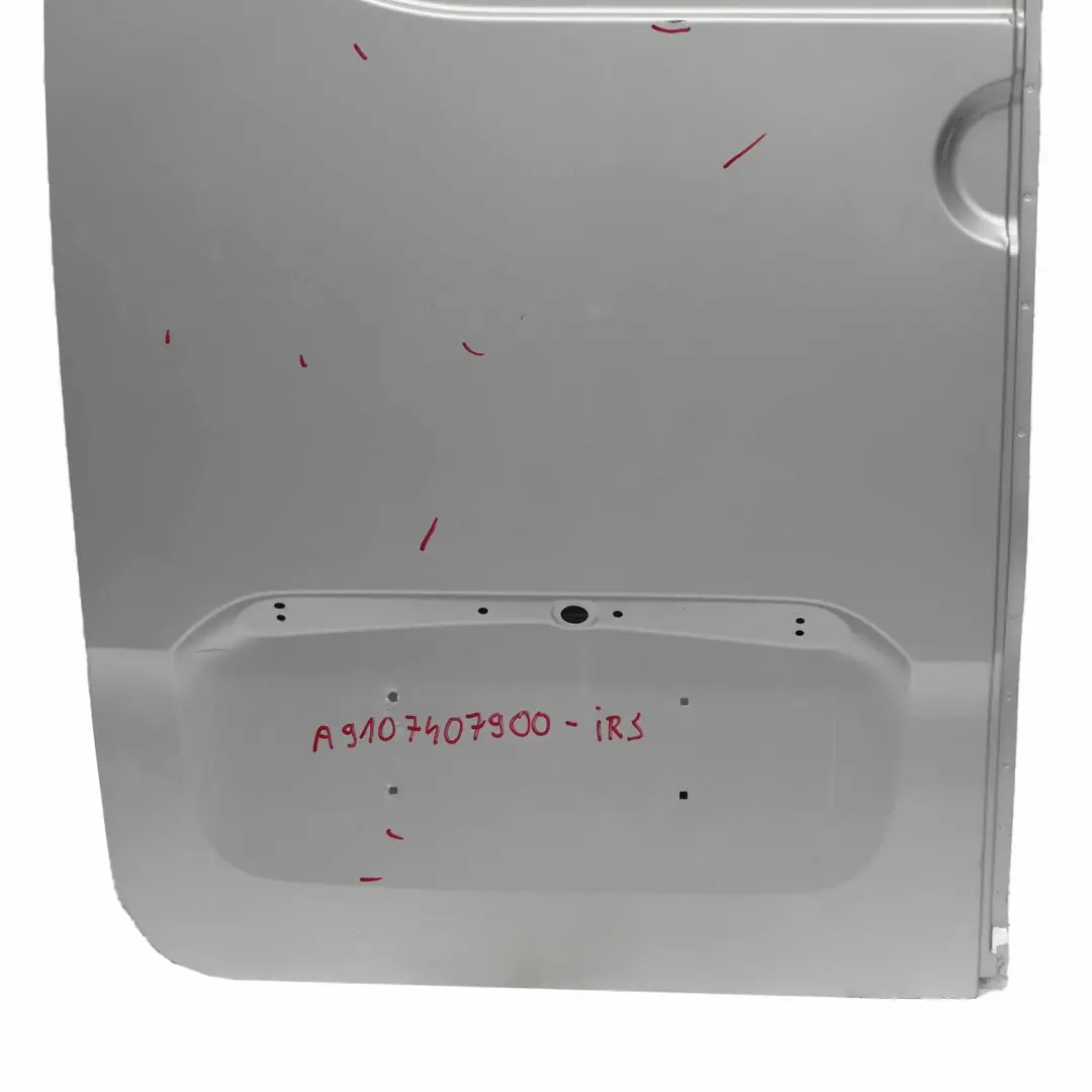 Boot Tailgate Door Rear Left N/S High Roof Iridium Silver - 775 to Mercedes W910 with Part number A9107407900 Mercedes W910 Boot Tailgate Door Rear Left N/S High Roof Iridium Silver - 775 - SKU A9107407900-IRS - Part number A9107407900