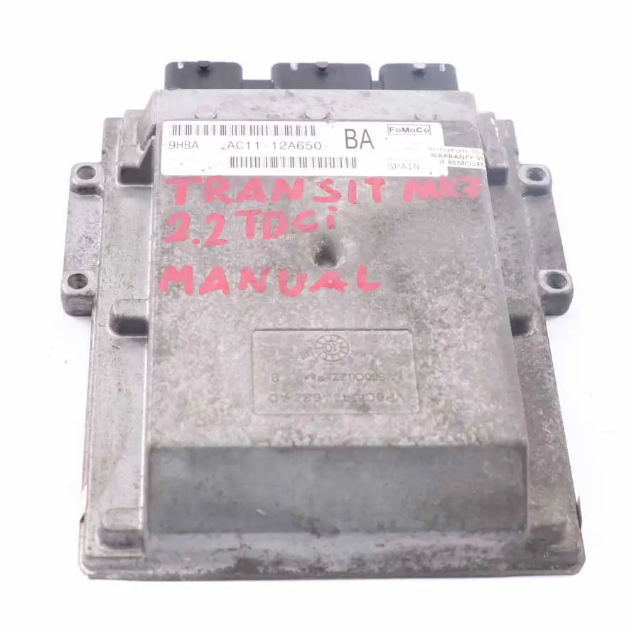 Unidad Control Módulo ECU AC11-12A650-BA para Ford Transit MK7 2.2 TDCI Diesel Motor con número de pieza AC1112A650BA Ford Transit MK7 2.2 TDCI Diesel Motor Unidad Control Módulo ECU AC11-12A650-BA - SKU AC1112A650BA - Número de pieza AC1112A650BA