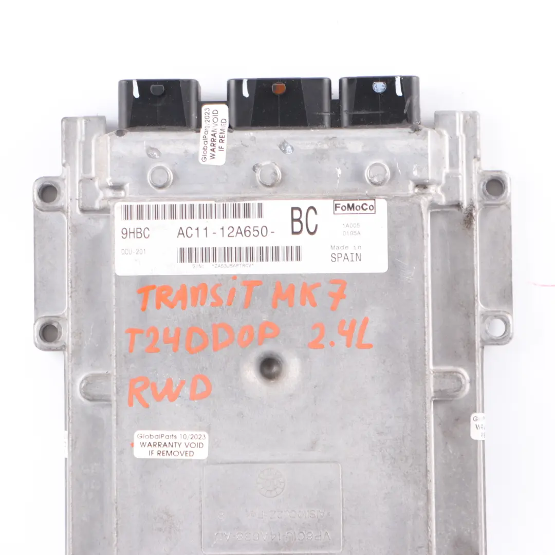 T24DD0P Dieselmotor Motor Steuergerät ECU für Ford Transit MK7 2.4 TDCI mit Teilenummer AC1112A650BC Ford Transit MK7 2.4 TDCI T24DD0P Dieselmotor Motor Steuergerät ECU - SKU AC1112A650BC - Teilenummer AC1112A650BC