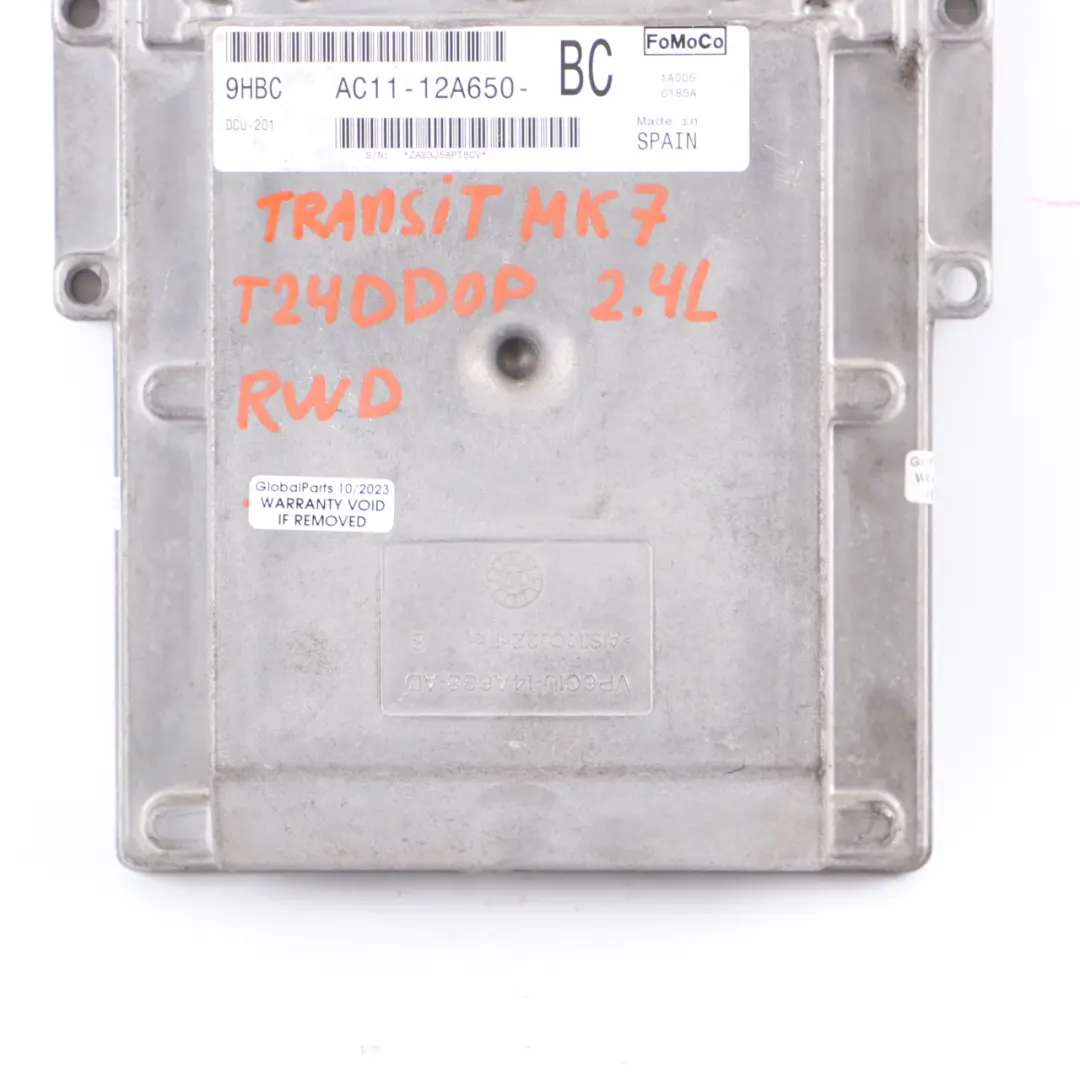 Ford Transit MK7 2.4 TDCI T24DD0P Diesel Engine Control Unit ECU - SKU AC1112A650BC - Part number AC1112A650BC
