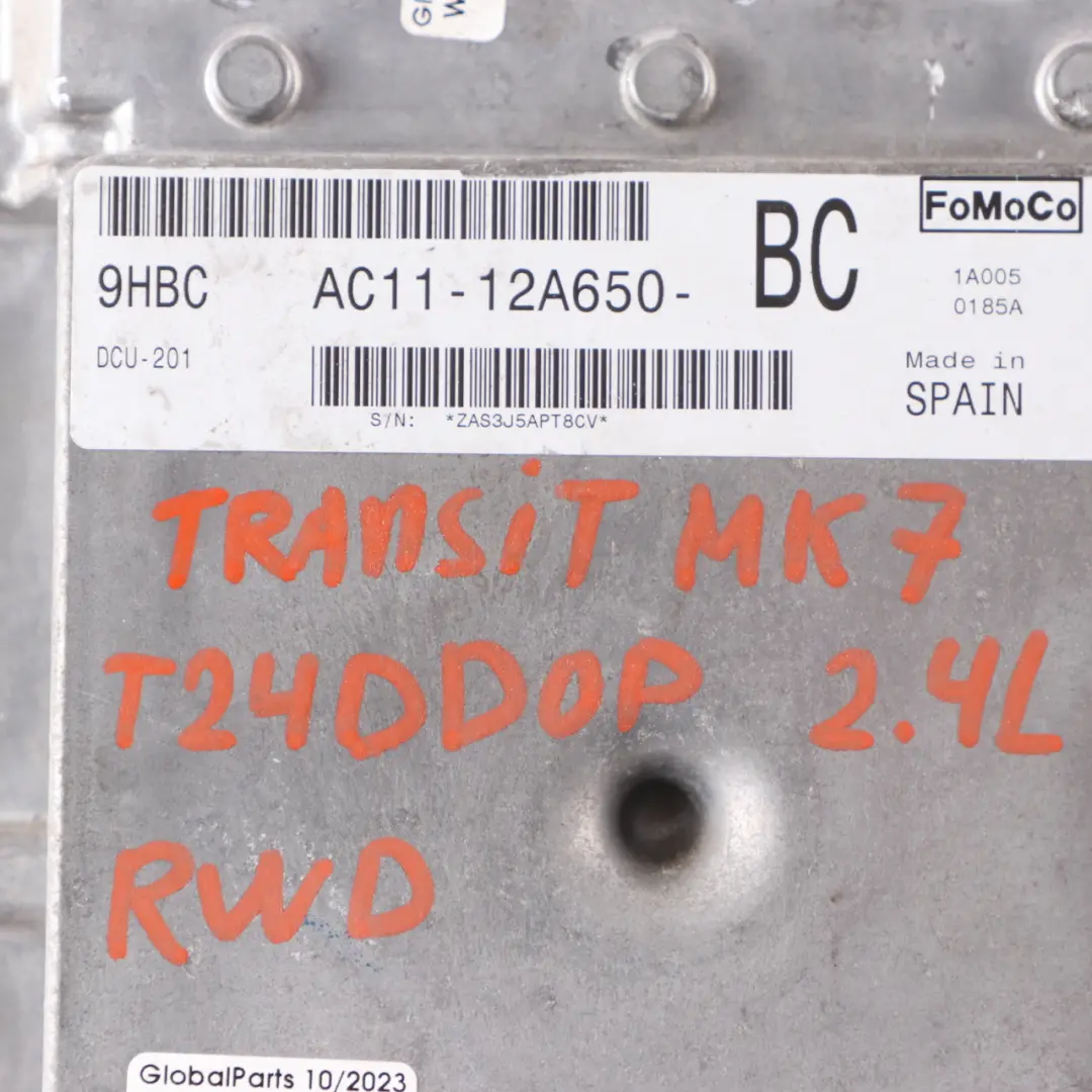 Ford Transit MK7 2.4 TDCI T24DD0P Diesel Engine Control Unit ECU - SKU AC1112A650BC - Part number AC1112A650BC