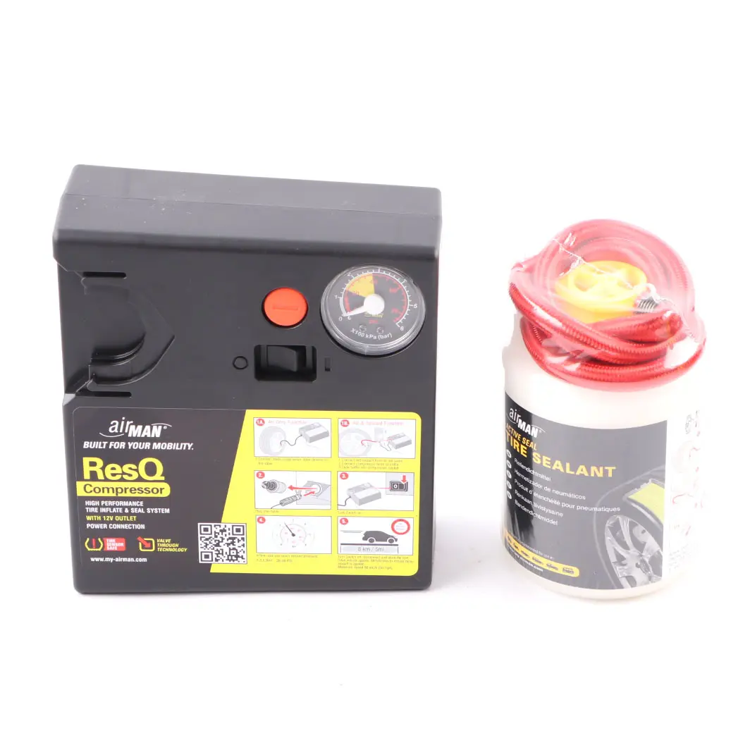 Airman Resq Emergency Tyre Puncture Repair Kit Air Compressor Tyre Sealant Set