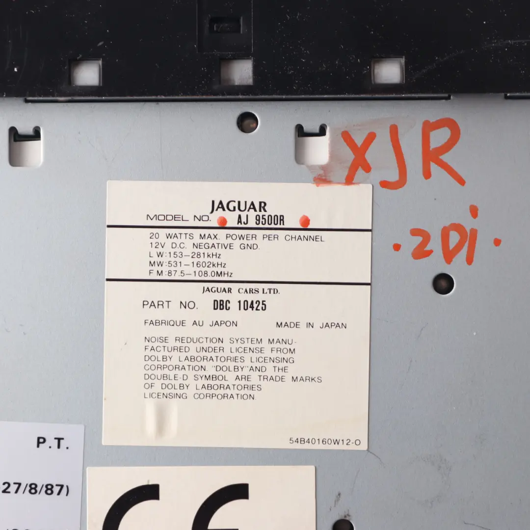  Radio Kassettenspieler Jaguar XJR XJ6 X300 Audio Steuergerät Kassette - SKU AJ9500R - Teilenummer AJ9500R