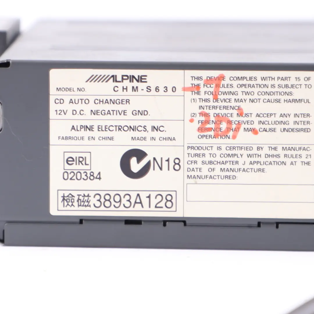  6-disc Compact CD Changer Multichanger Digital Audio Magazine - SKU Alpine CHM-S630-1 - Part number Alpine CHM-S630