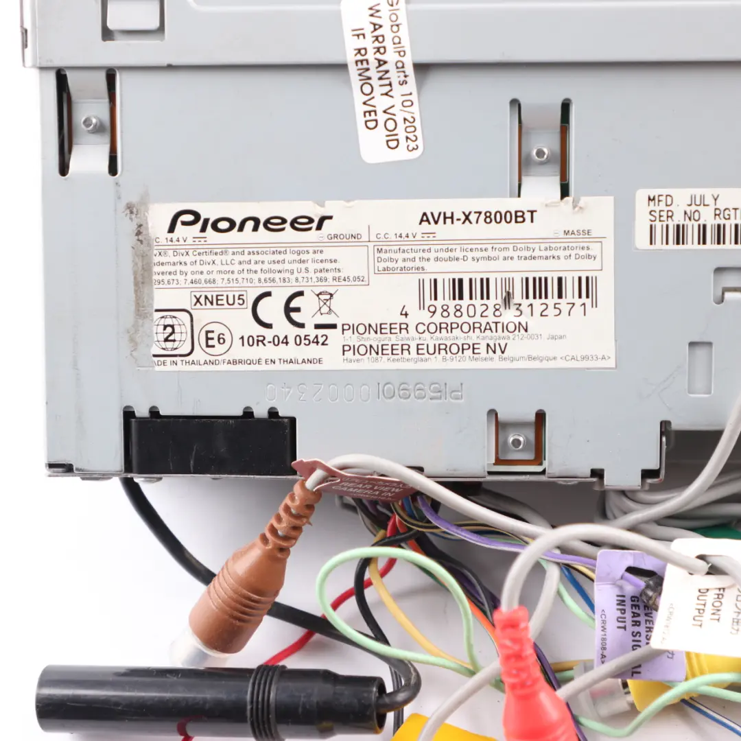 Genuine Pioneer CD DVD AUX iPhone Bluetooth Stereo Audio Player to with Part number AVH-X7800BT Genuine Pioneer CD DVD AUX iPhone Bluetooth Stereo Audio Player - SKU AVH-X7800BT - Part number AVH-X7800BT