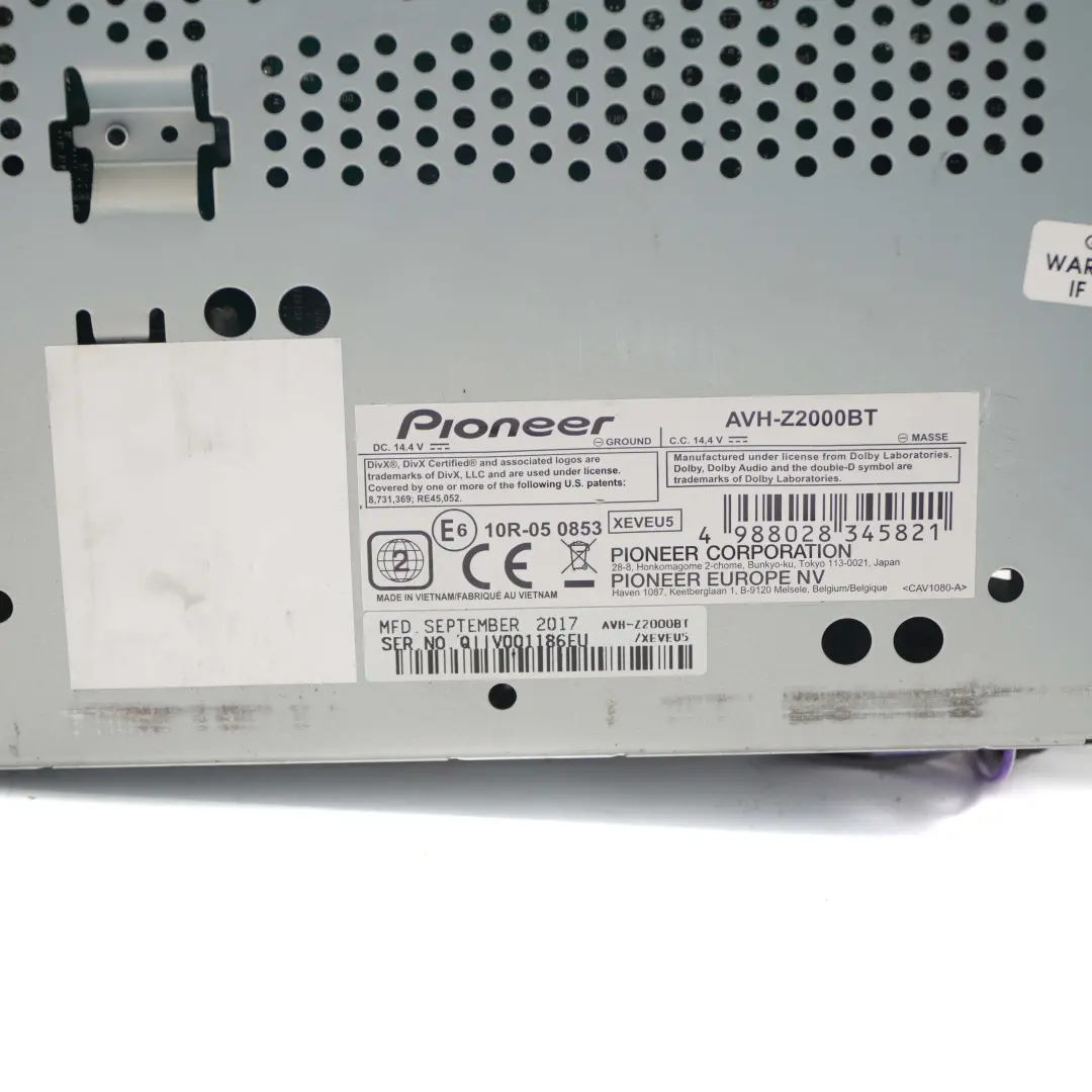 Genuine Pioneer CD DVD AUX iPhone Bluetooth Stereo Audio Player  - SKU AVH-Z2000BT - Part number AVH-Z2000BT