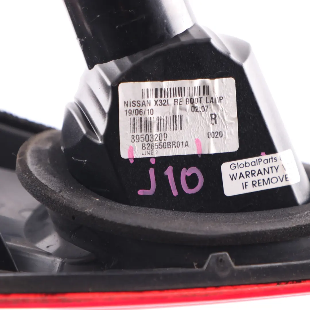 Quashqai J10 MK1 Rear Lamp Right O/S Tail Light Trunk Lid to Nissan with Part number B26550BR01A Nissan Quashqai J10 MK1 Rear Lamp Right O/S Tail Light Trunk Lid - SKU B26550BR01A - Part number B26550BR01A