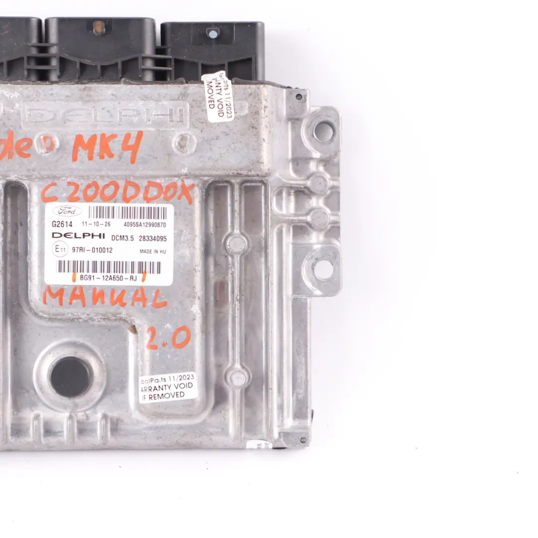 Ford Mondeo MK4 2.0 TDCi DW10C Engine Unit Module ECU BG91-12A650-RJ Manual - SKU BG9112A650RJ - Part number BG9112A650RJ