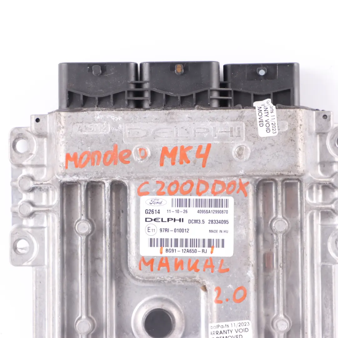 Ford Mondeo MK4 2.0 TDCi DW10C Engine Unit Module ECU BG91-12A650-RJ Manual - SKU BG9112A650RJ - Part number BG9112A650RJ