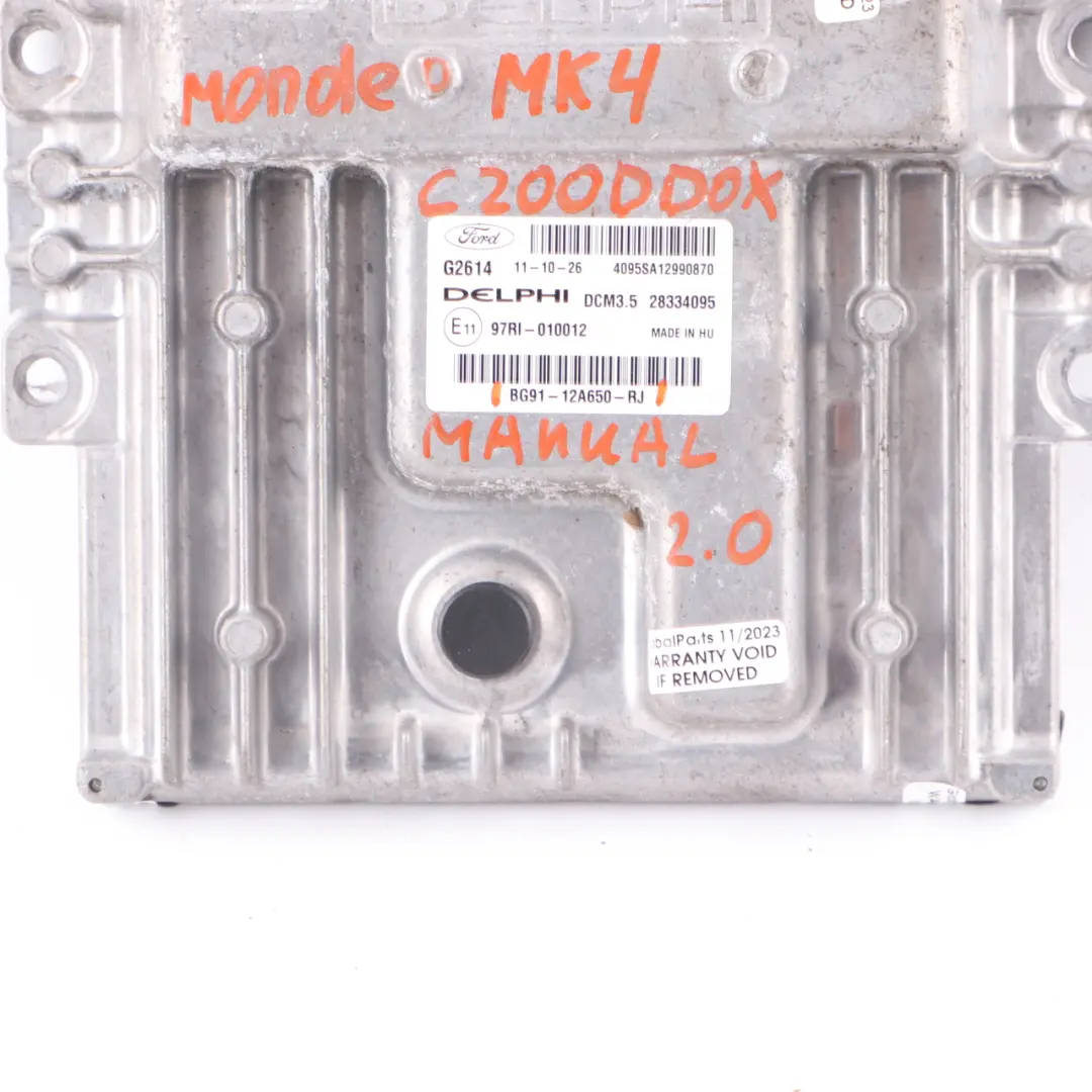 MK4 2.0 TDCi DW10C Engine Unit Module ECU BG91-12A650-RJ Manual to Ford Mondeo with Part number BG9112A650RJ Ford Mondeo MK4 2.0 TDCi DW10C Engine Unit Module ECU BG91-12A650-RJ Manual - SKU BG9112A650RJ - Part number BG9112A650RJ