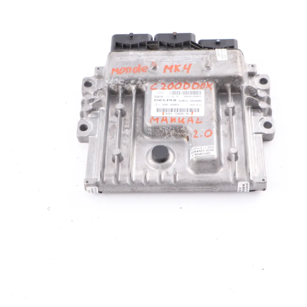 Ford Mondeo MK4 2.0 TDCi DW10C Engine Unit Module ECU BG91-12A650-RJ Manual - SKU BG9112A650RJ - Part number BG9112A650RJ
