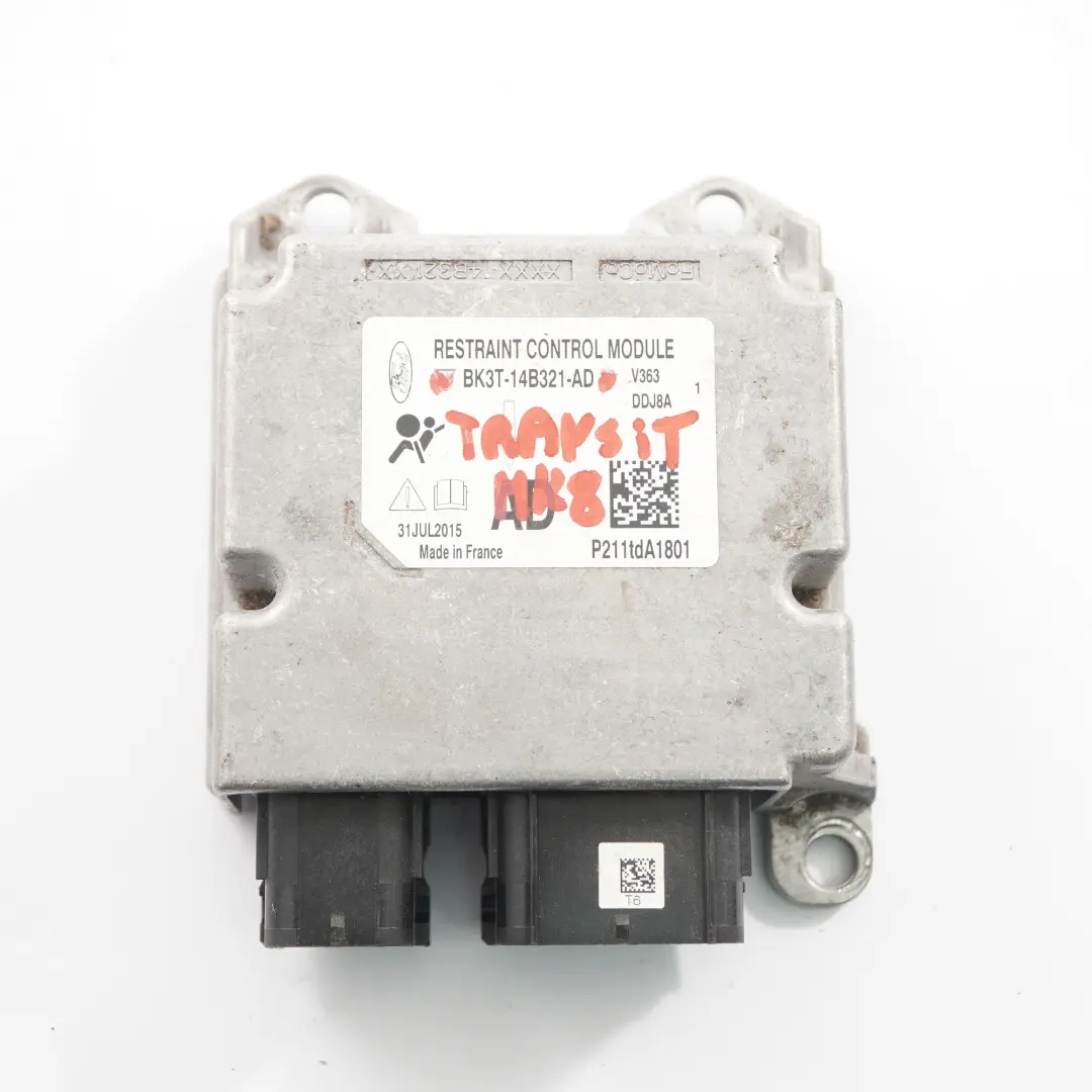 Ford Transit Mk8 Airbag Module ECU Unité de contrôle - SKU BK3T-14B321-AD - Numéro de pièce BK3T-14B321-AD