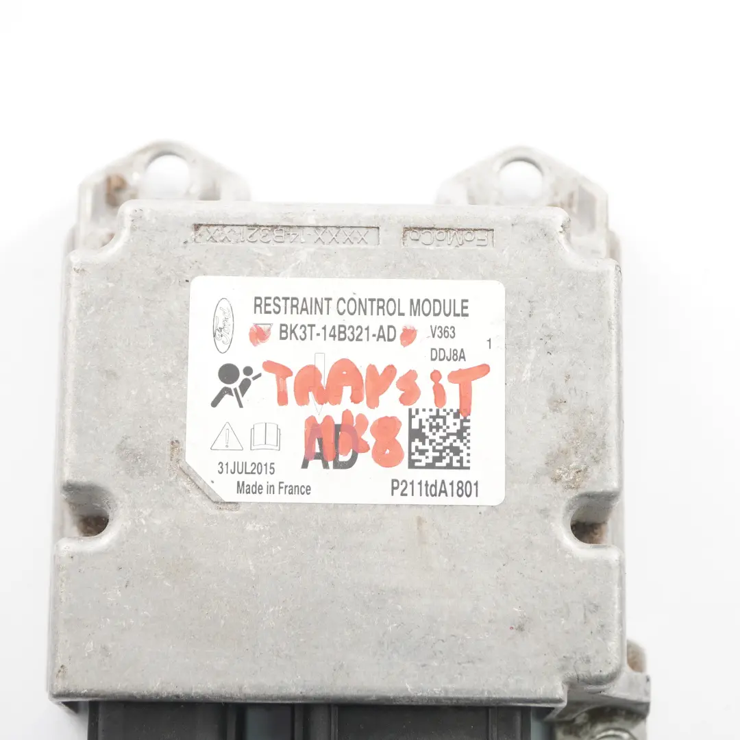 Ford Transit Mk8 Airbag Module ECU Unité de contrôle - SKU BK3T-14B321-AD - Numéro de pièce BK3T-14B321-AD