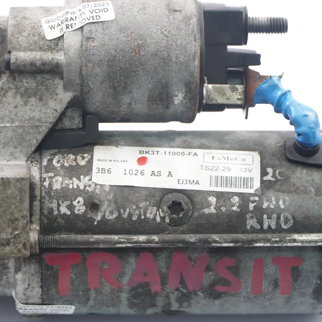 Motor de arranque Ford Transit 2.2 TDCI Motor Diesel - SKU BK3T11000FA - Número de pieza BK3T11000FA