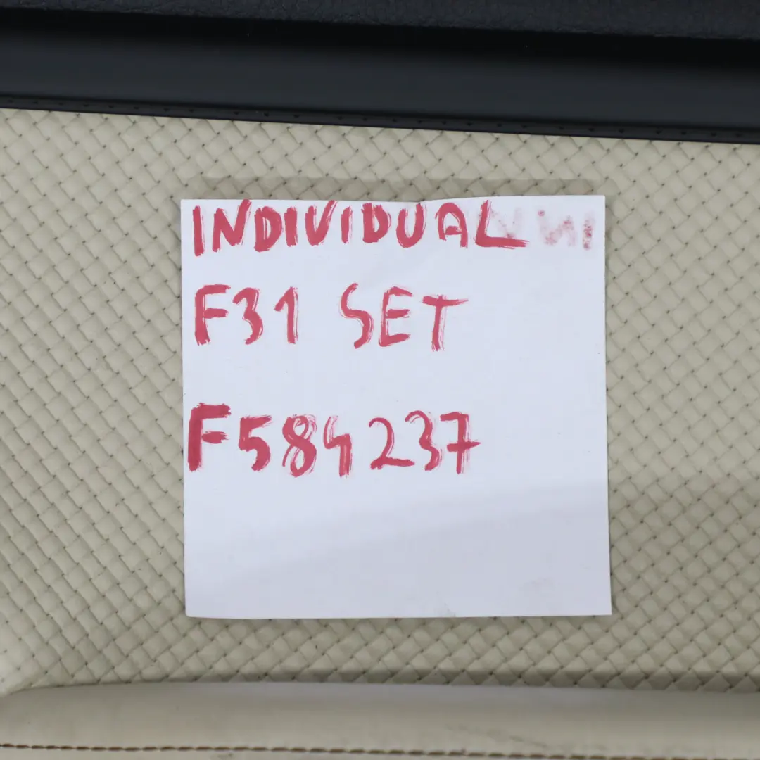 Komplet Boczków Drzwi Skóra Individual Zestaw Beżowy do BMW F30 F31 o numerze 7279200 BMW F30 F31 Komplet Boczków Drzwi Skóra Individual Zestaw Beżowy - SKU BMW F30 Door Cards Set - Numer Części 7279200